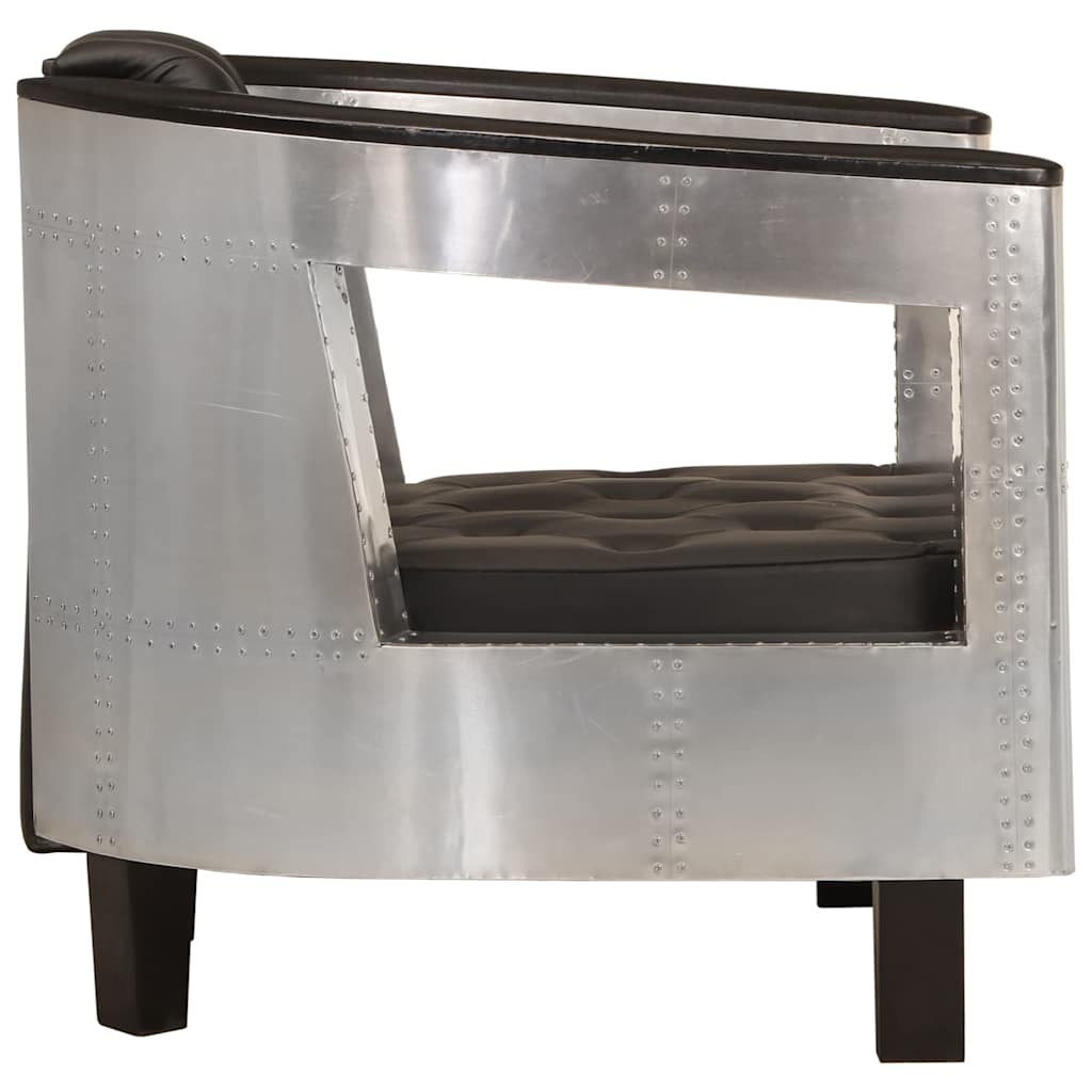 Poltrona in Stile Aviatore Nera in Vera Pelle 247795