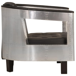 Poltrona in Stile Aviatore Nera in Vera Pelle 247795