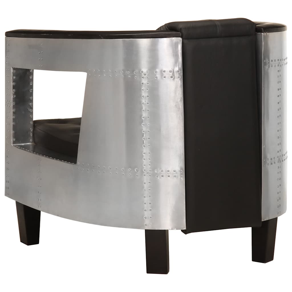 Poltrona in Stile Aviatore Nera in Vera Pelle 247795