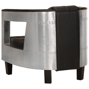 Poltrona in Stile Aviatore Nera in Vera Pelle 247795