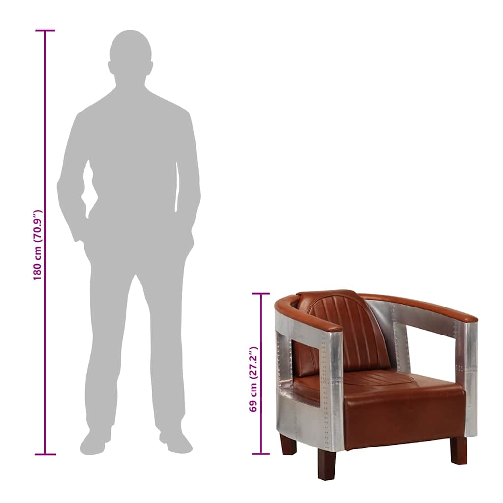 Poltrona in Stile Aviatore Marrone in Vera Pelle 247796