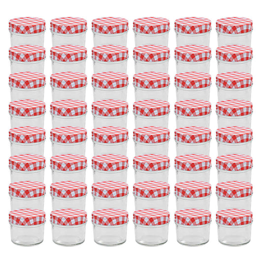 Vasi Marmellata in Vetro Coperchio Bianco e Rosso 48 pz 110 mlcod mxl 129253