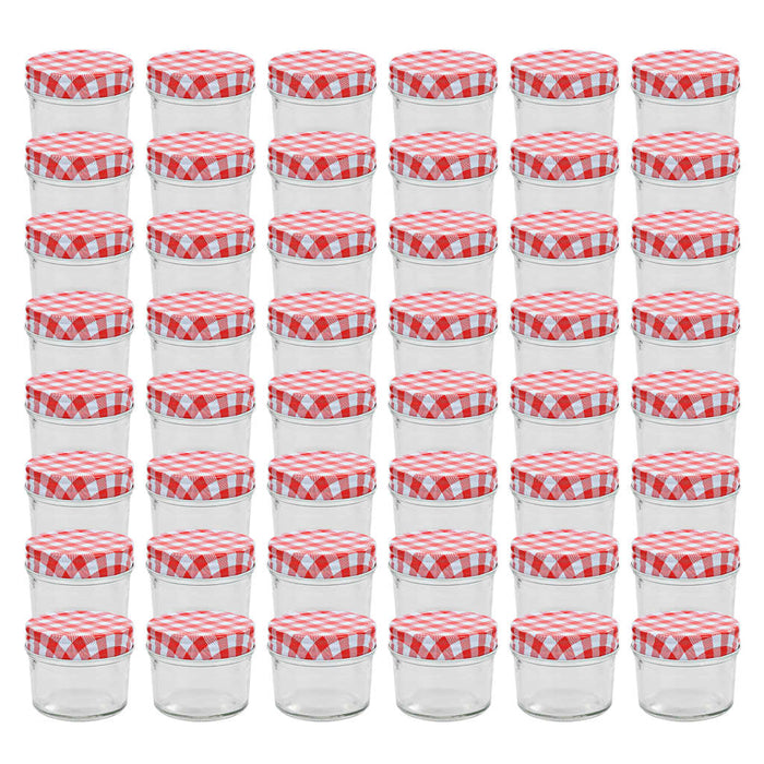 Vasi Marmellata in Vetro Coperchio Bianco e Rosso 48 pz 110 mlcod mxl 129253