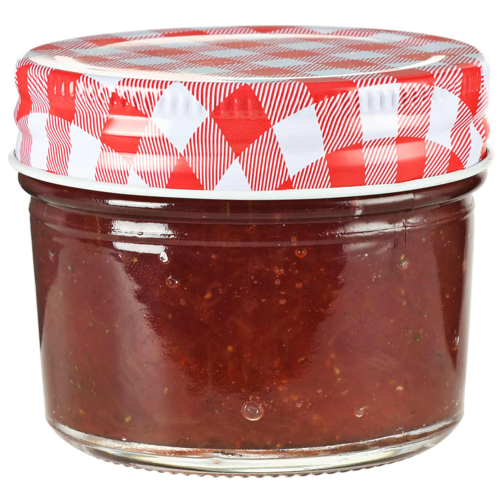 Vasi Marmellata in Vetro Coperchio Bianco e Rosso 96 pz 110 ml