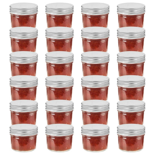 Vasi per Marmellata in Vetro Coperchio Argento 24 pz 110 ml cod mxl 70182
