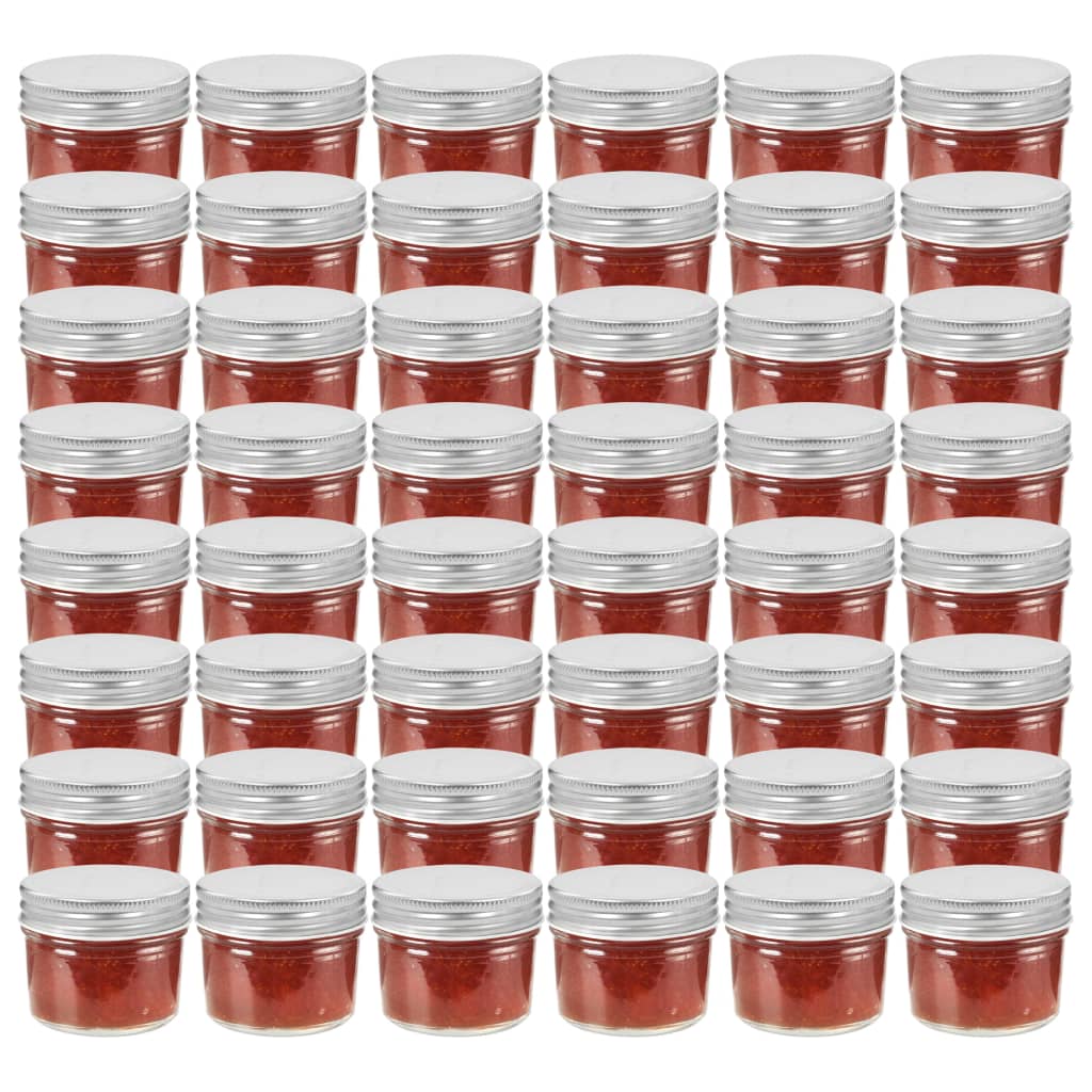Vaso per Marmellata in Vetro Coperchio Argento 48 pz 110 ml