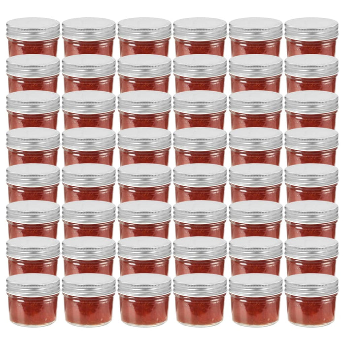 Vaso per Marmellata in Vetro Coperchio Argento 48 pz 110 ml