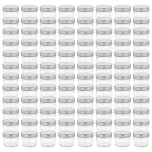 vidaXL Vaso per Marmellata in Vetro Coperchio Argento 96 pz 110 ml
