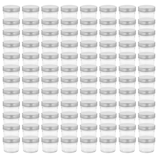 vidaXL Vaso per Marmellata in Vetro Coperchio Argento 96 pz 110 ml