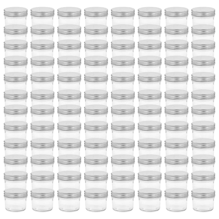 vidaXL Vaso per Marmellata in Vetro Coperchio Argento 96 pz 110 ml