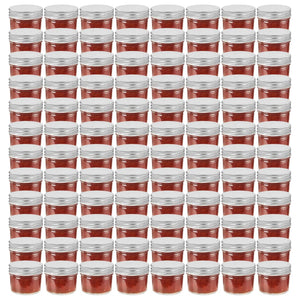 vidaXL Vaso per Marmellata in Vetro Coperchio Argento 96 pz 110 ml
