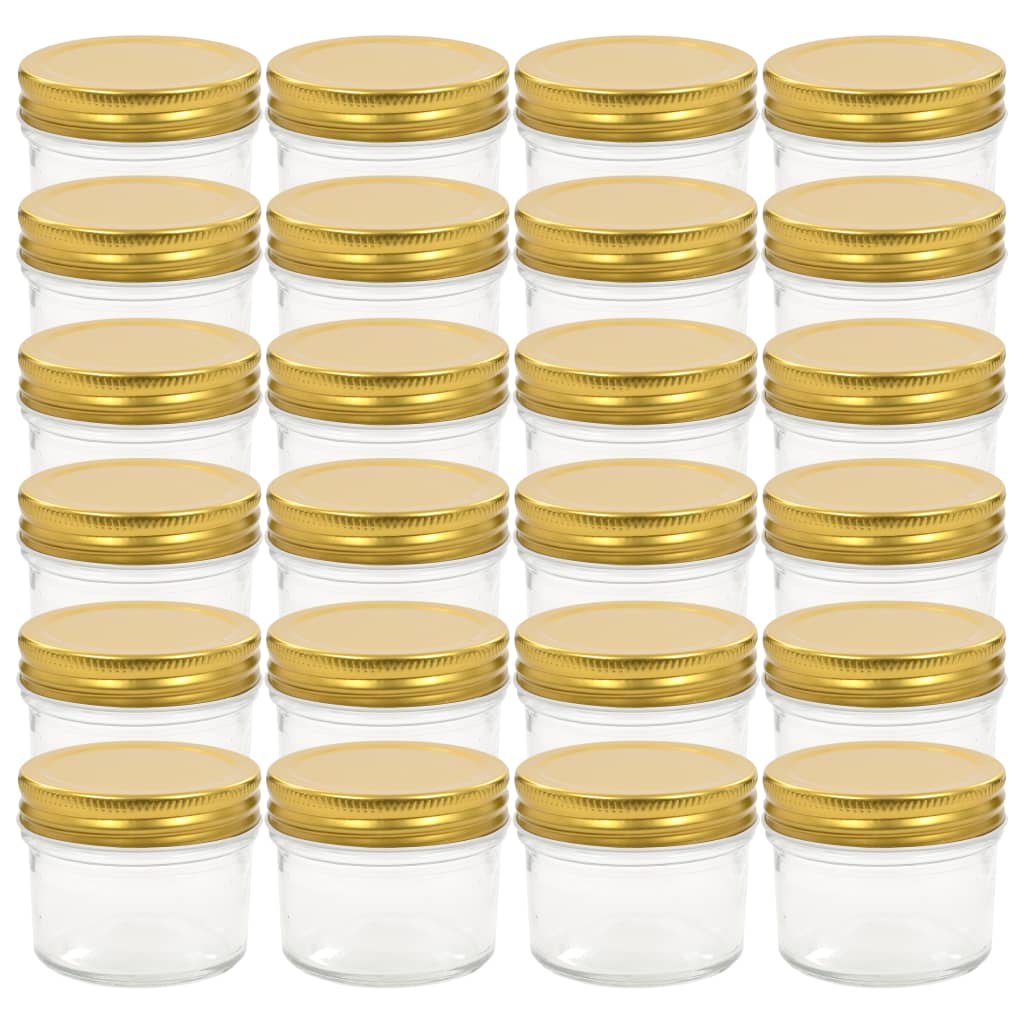 Vaso per Marmellata in Vetro Coperchio Oro 24 pz 110 ml