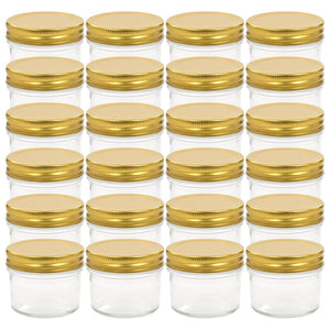 Vaso per Marmellata in Vetro Coperchio Oro 24 pz 110 ml
