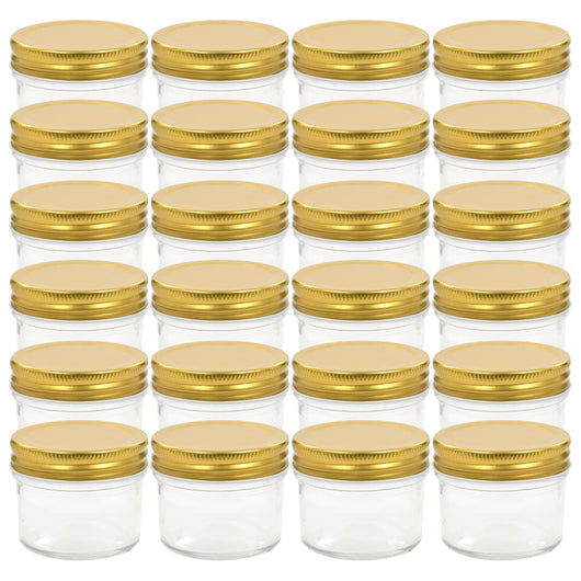 Vaso per Marmellata in Vetro Coperchio Oro 24 pz 110 ml