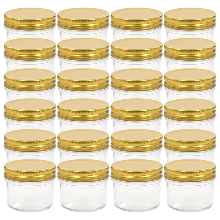Vaso per Marmellata in Vetro Coperchio Oro 24 pz 110 ml