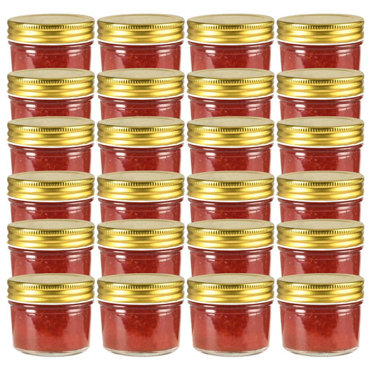 Vaso per Marmellata in Vetro Coperchio Oro 24 pz 110 ml