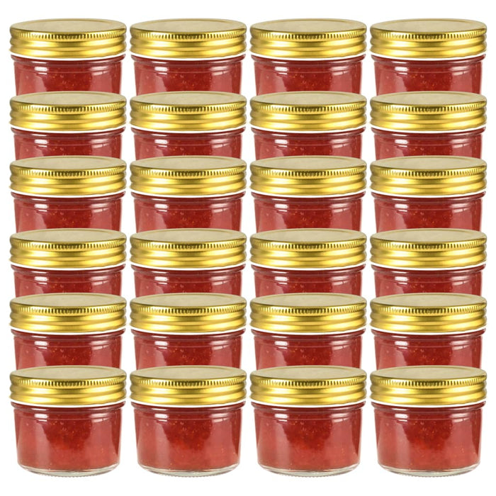 Vaso per Marmellata in Vetro Coperchio Oro 24 pz 110 ml