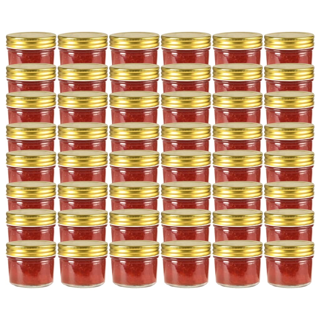 Vasi per Marmellata in Vetro Coperchio Oro 48 pz 110 mlcod mxl 80666