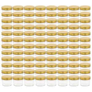 Vasi per Marmellata in Vetro Coperchio Oro 96 pz 110 ml 50797