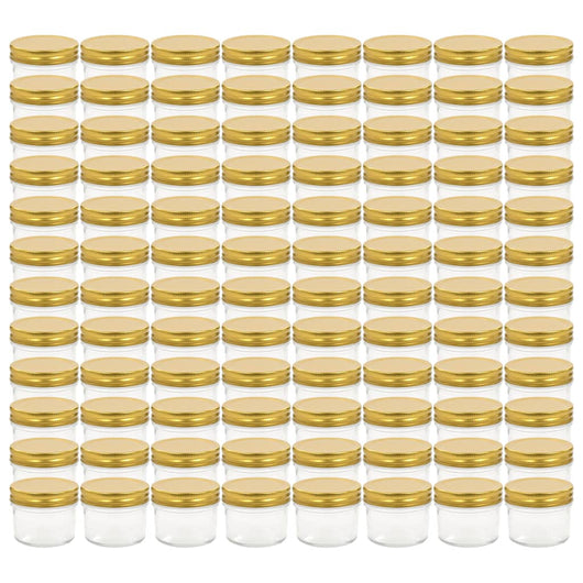 Vasi per Marmellata in Vetro Coperchio Oro 96 pz 110 ml