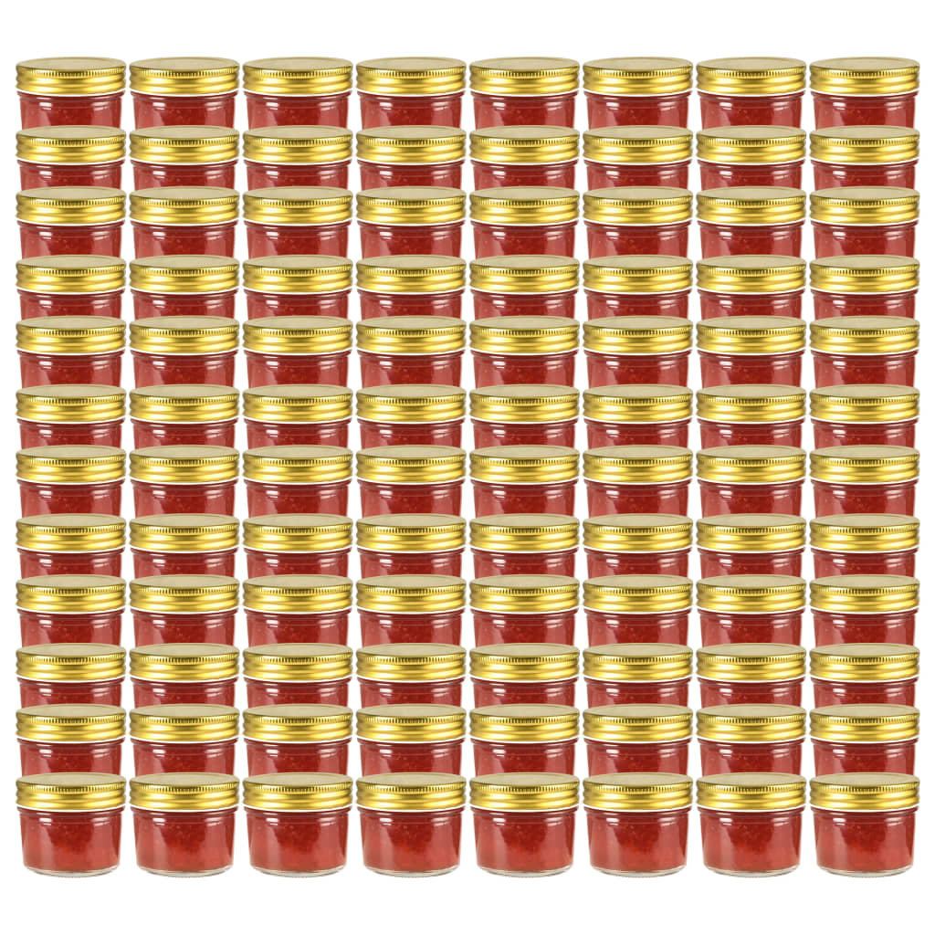 Vasi per Marmellata in Vetro Coperchio Oro 96 pz 110 ml 50797
