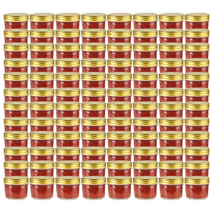 Vasi per Marmellata in Vetro Coperchio Oro 96 pz 110 ml 50797