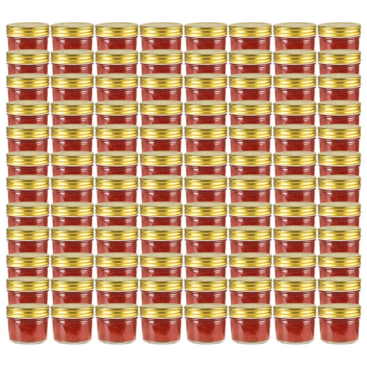 Vasi per Marmellata in Vetro Coperchio Oro 96 pz 110 ml