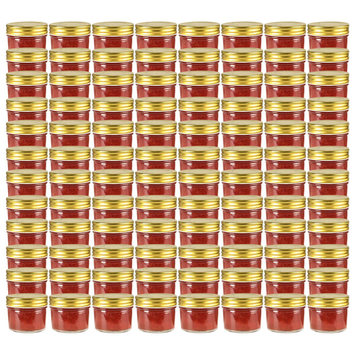 Vasi per Marmellata in Vetro Coperchio Oro 96 pz 110 ml