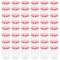 Vaso Marmellata in Vetro Coperchio Bianco e Rosso 48 pz 230 ml