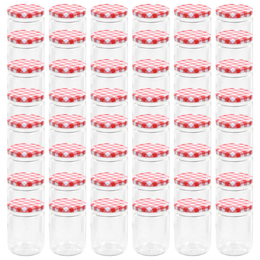 Vaso Marmellata in Vetro Coperchio Bianco e Rosso 48 pz 230 ml 50798