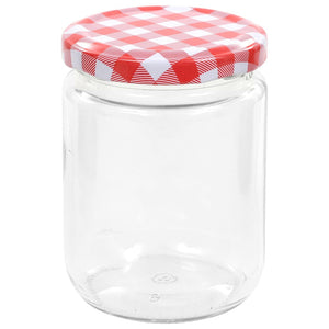 Vaso Marmellata in Vetro Coperchio Bianco e Rosso 48 pz 230 ml