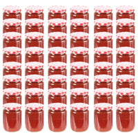 Vaso Marmellata in Vetro Coperchio Bianco e Rosso 48 pz 230 ml