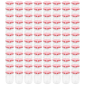 Vasi Marmellata in Vetro Coperchio Bianco e Rosso 96 pz 230 ml cod mxl 55080