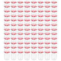 Vasi Marmellata in Vetro Coperchio Bianco e Rosso 96 pz 230 ml 50799
