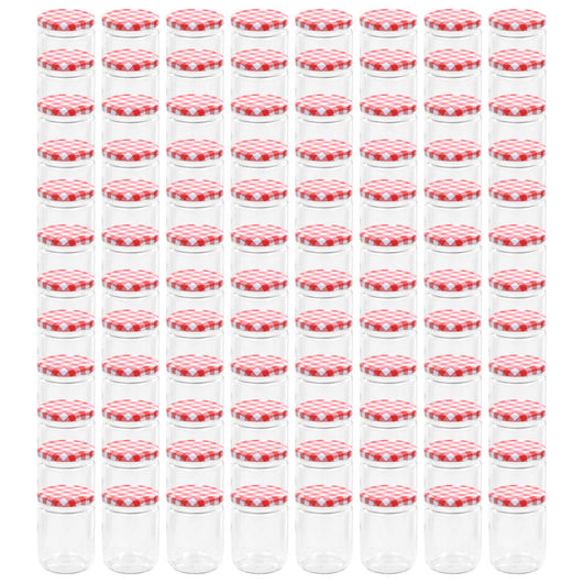 Vasi Marmellata in Vetro Coperchio Bianco e Rosso 96 pz 230 ml 50799