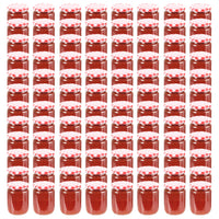 Vasi Marmellata in Vetro Coperchio Bianco e Rosso 96 pz 230 ml cod mxl 55080