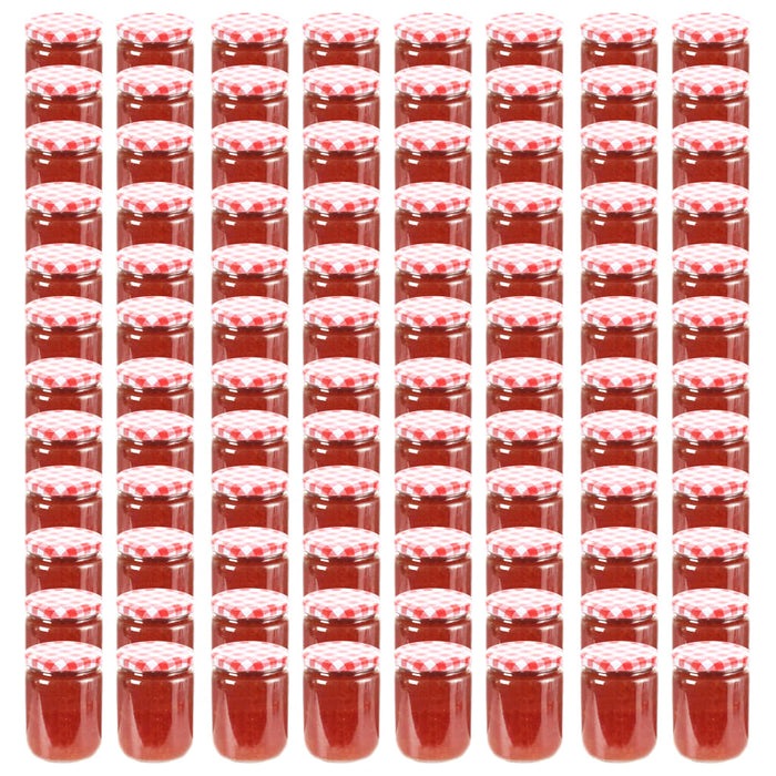 Vasi Marmellata in Vetro Coperchio Bianco e Rosso 96 pz 230 ml cod mxl 55080