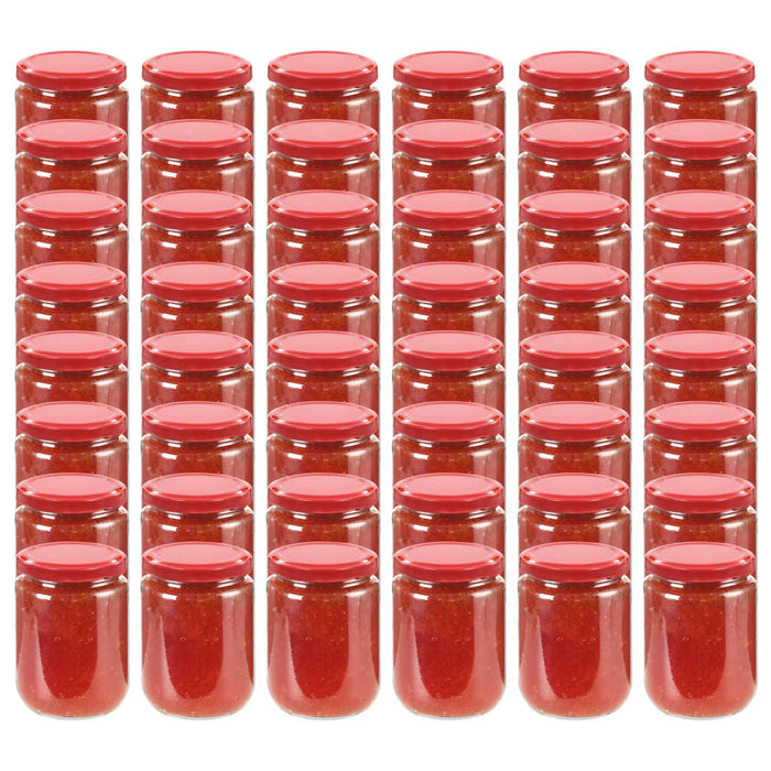 Vasi per Marmellata in Vetro Coperchio Rosso 48 pz 230 ml cod mxl 74996