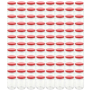 Vasi per Marmellata in Vetro Coperchio Rosso 96 pz 230 ml cod mxl 60032