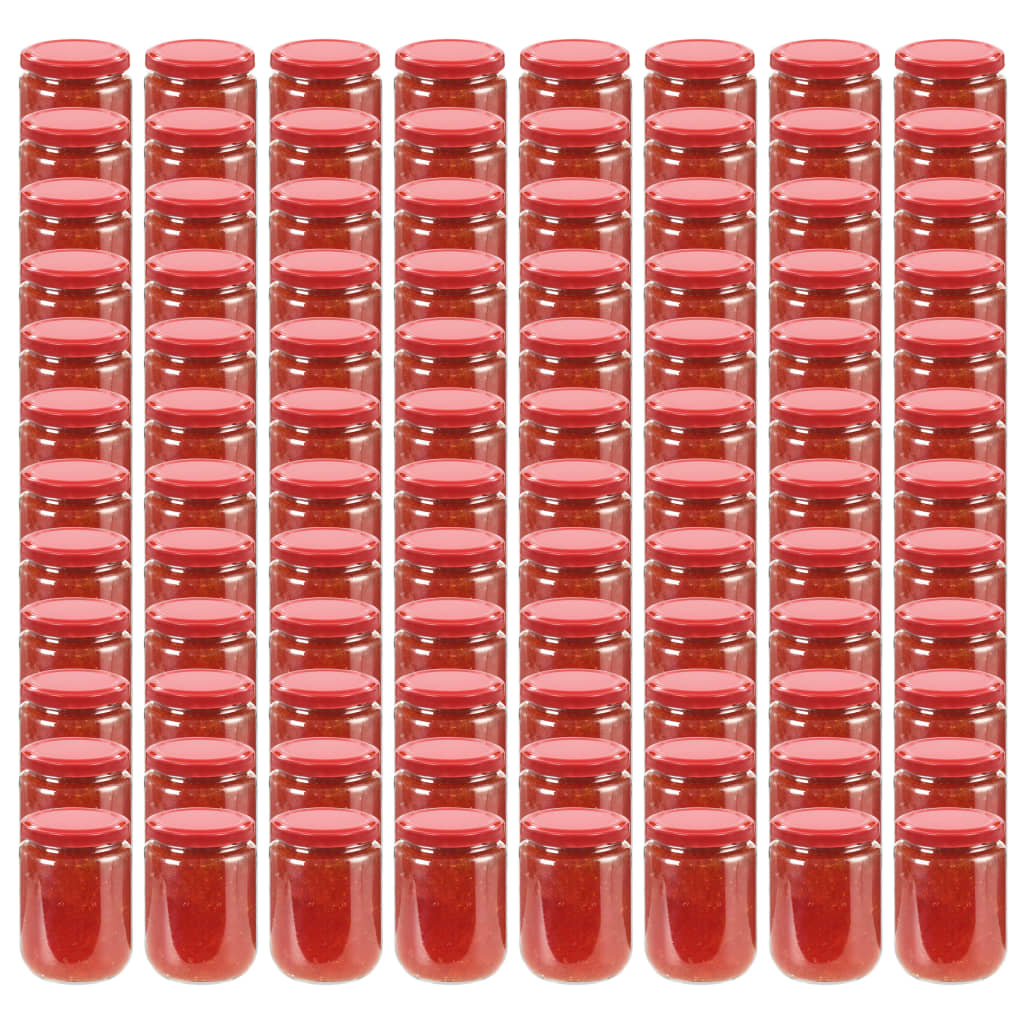 Vasi per Marmellata in Vetro Coperchio Rosso 96 pz 230 ml cod mxl 60032