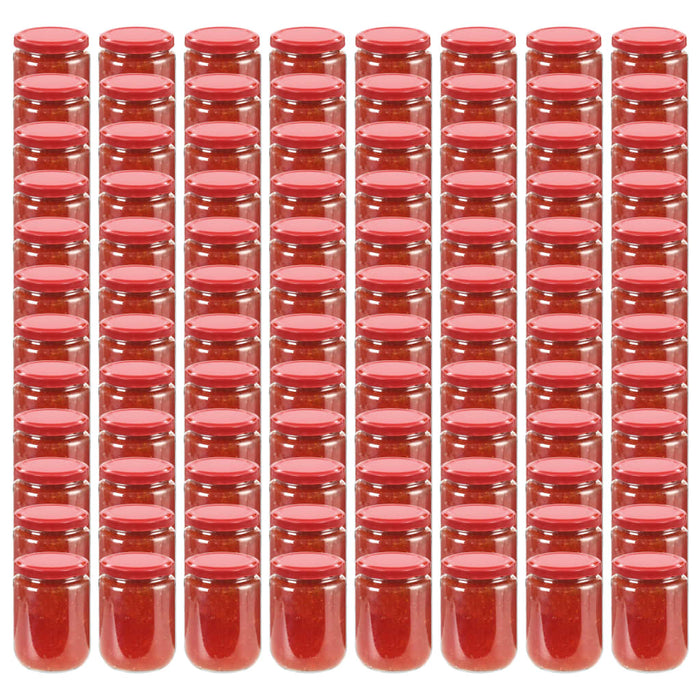 Vasi per Marmellata in Vetro Coperchio Rosso 96 pz 230 ml cod mxl 60032