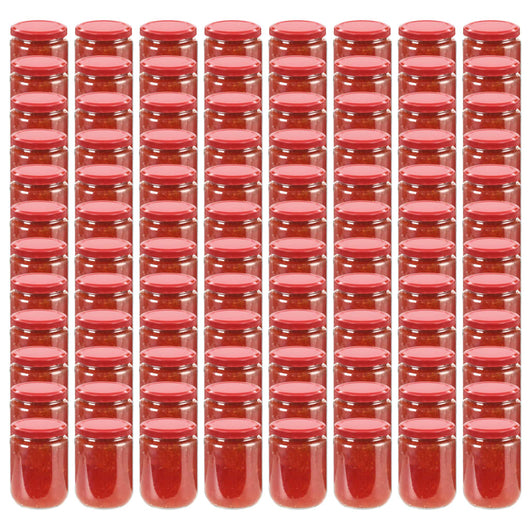 Vasi per Marmellata in Vetro Coperchio Rosso 96 pz 230 ml 50801
