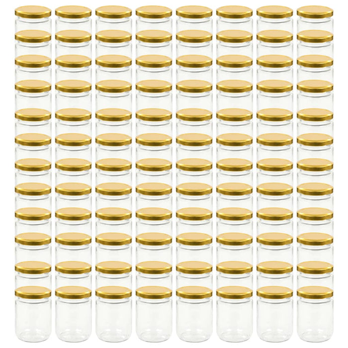 Vasi per Marmellata in Vetro Coperchio Oro 96 pz 230 ml cod mxl 60367