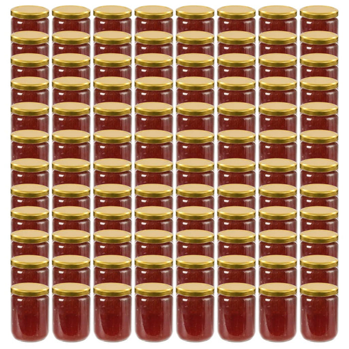 Vasi per Marmellata in Vetro Coperchio Oro 96 pz 230 ml cod mxl 60367