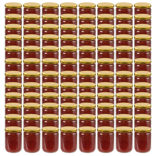 Vasi per Marmellata in Vetro Coperchio Oro 96 pz 230 ml 50803
