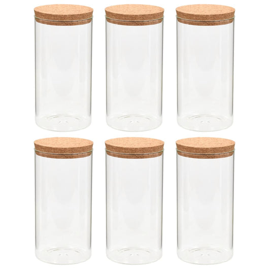 Barattoli in Vetro con Coperchio in Sughero 6 pz 1100 ml 50840