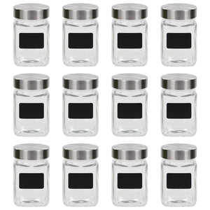 Barattoli in Vetro con Adesivo 12 pz 300 ml