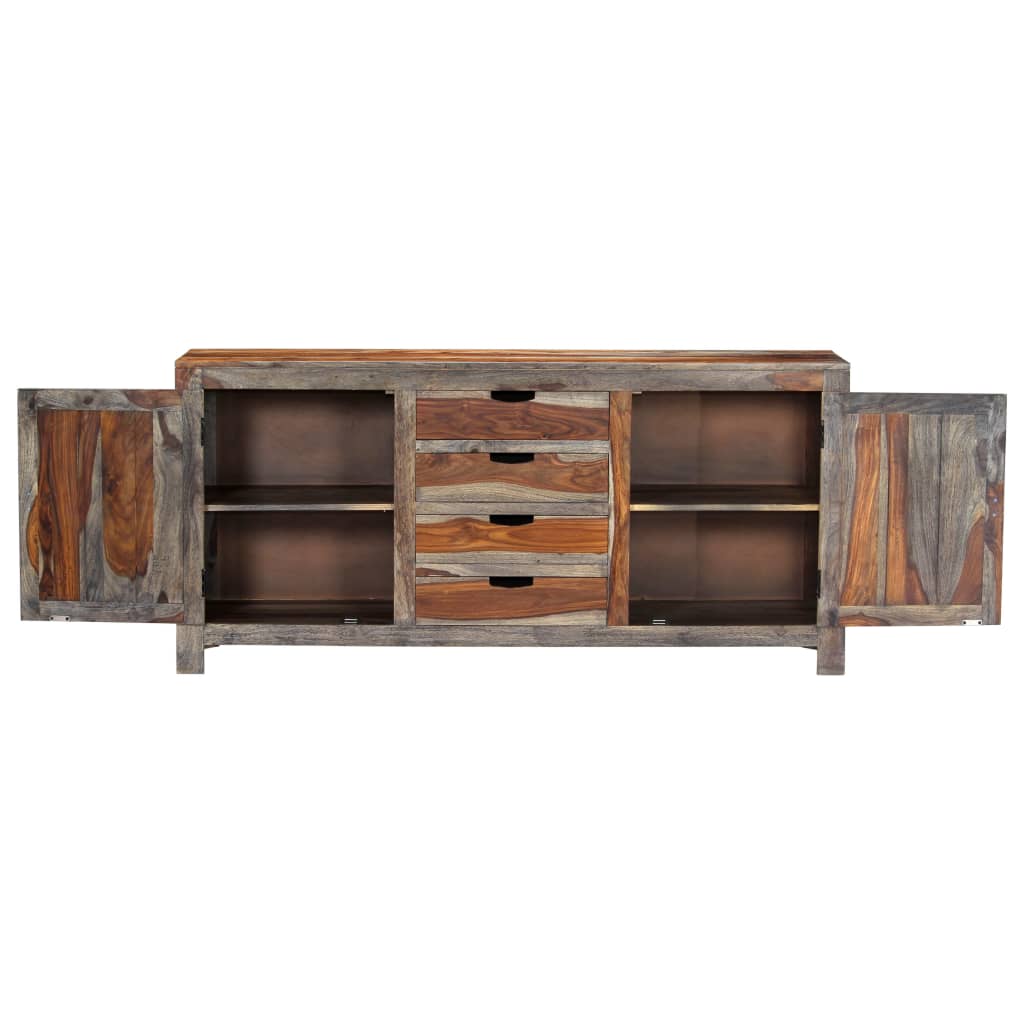 Credenza Grigia 160x40x75 cm in Legno Massello di Acacia 247983