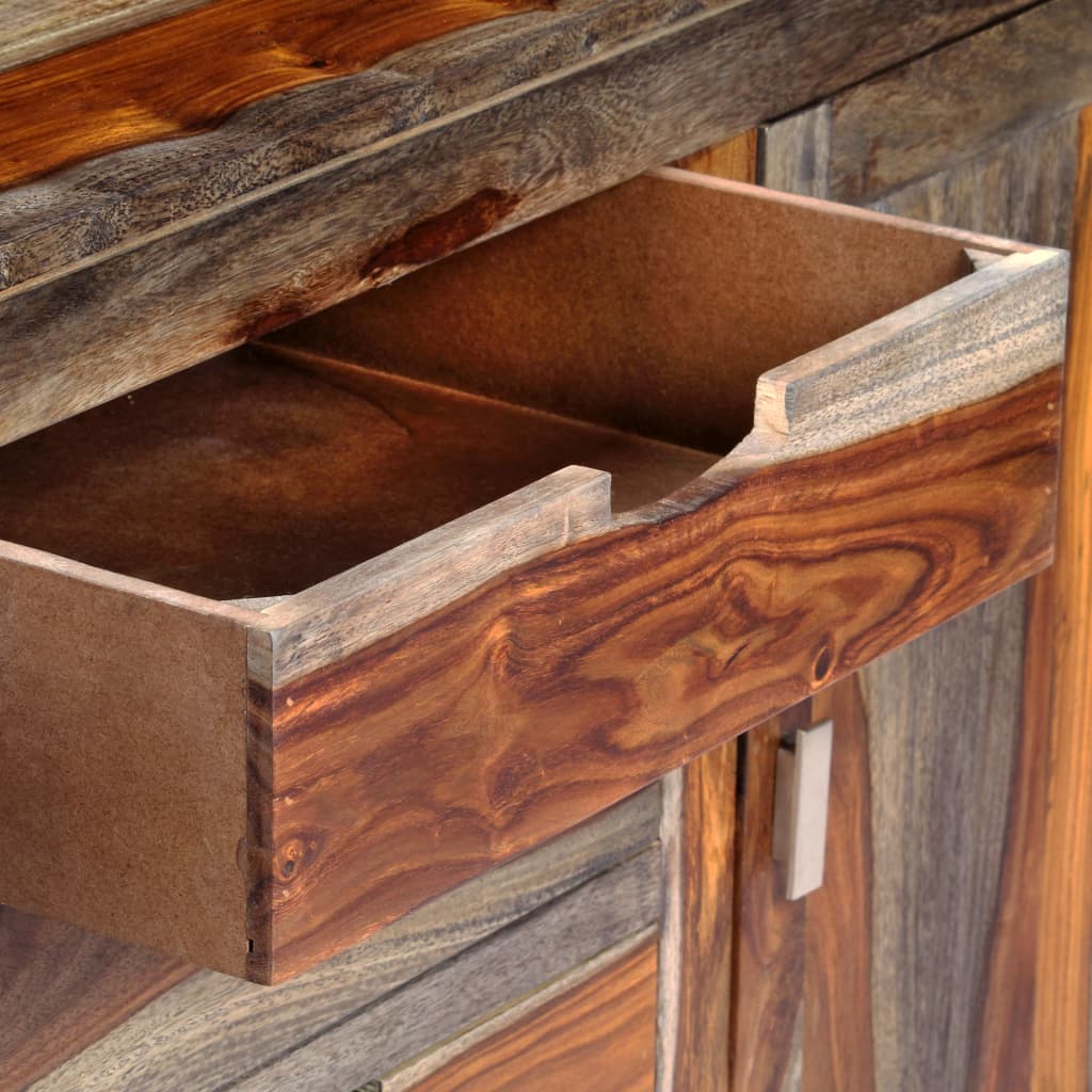 Credenza Grigia 160x40x75 cm in Legno Massello di Acacia 247983