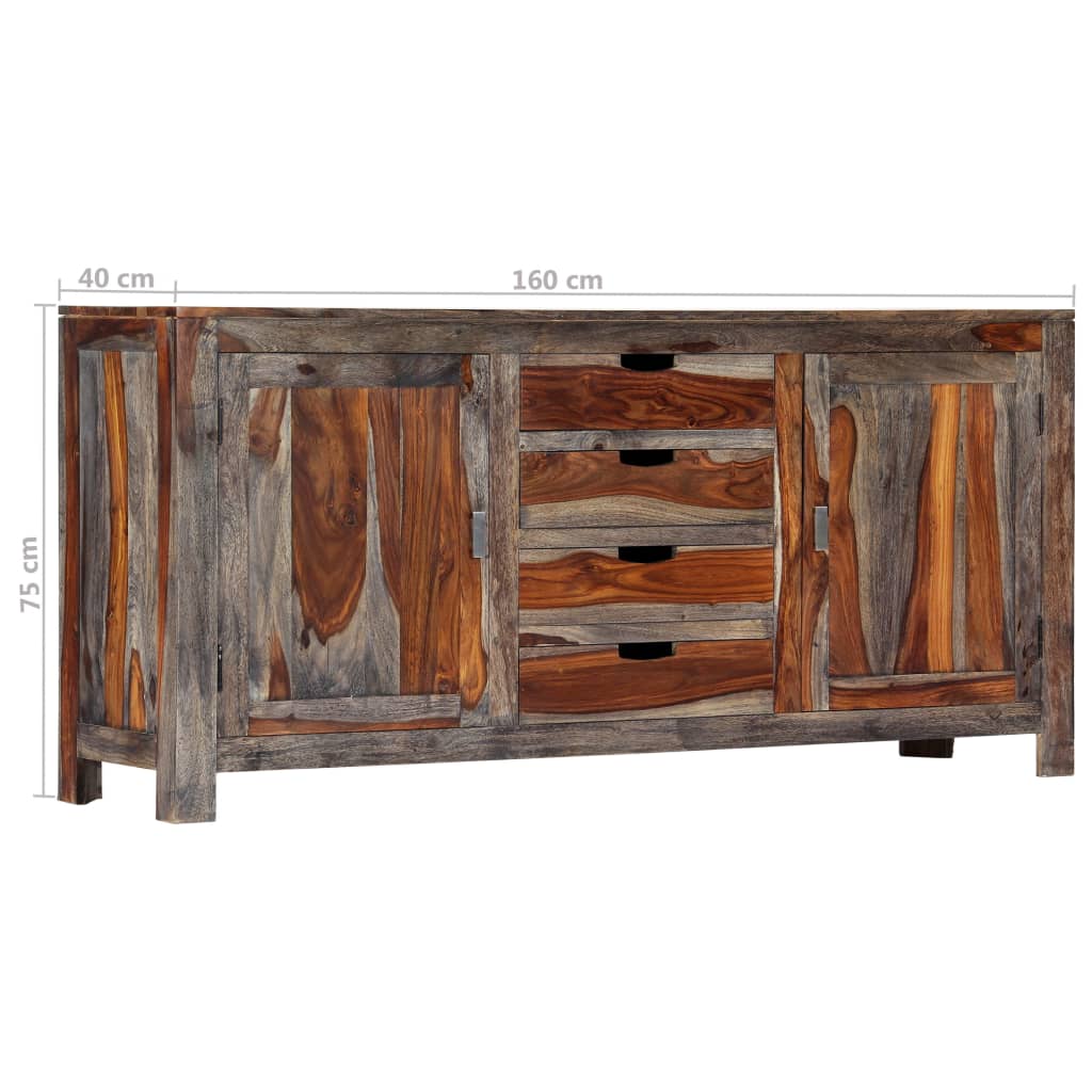 Credenza Grigia 160x40x75 cm in Legno Massello di Acacia 247983